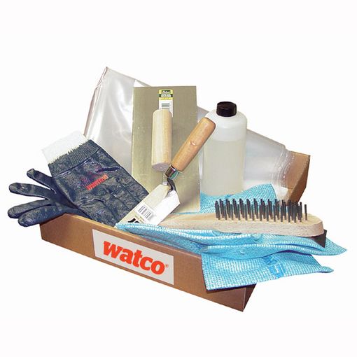 "Watco Kit d'application Concrex 10 kg qui contient 2 sacs en plastique, 250 ml de White Spirit, 1 truelle, 1 brosse métallique avec grattoir, 1 chiffon, 1 pinceau et 1 paire de gants de protection"